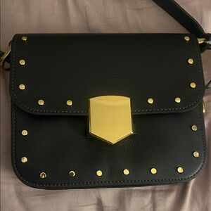 Fossil Black Crossbody Bag with Gold Accents